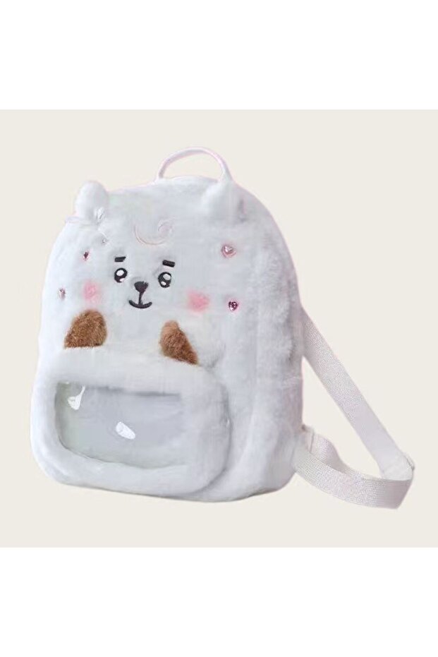 white sheep backpack 7 Cute Animal Plush Backpacks, Soft Fluffy Cartoon Backpack with Double , Kawai