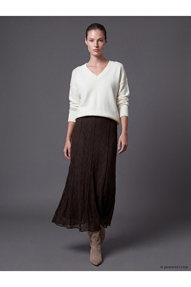 Timeless Clothing & Timeless Choices Lace Piece Skirt with Drawstring Waist