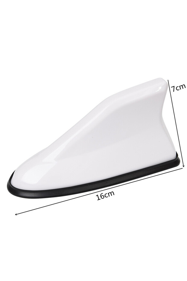 A-white Universal Carbon Fiber Look Car Roof Top Mount Shark Fin Aerial Antenna Toppers Auto Radio A