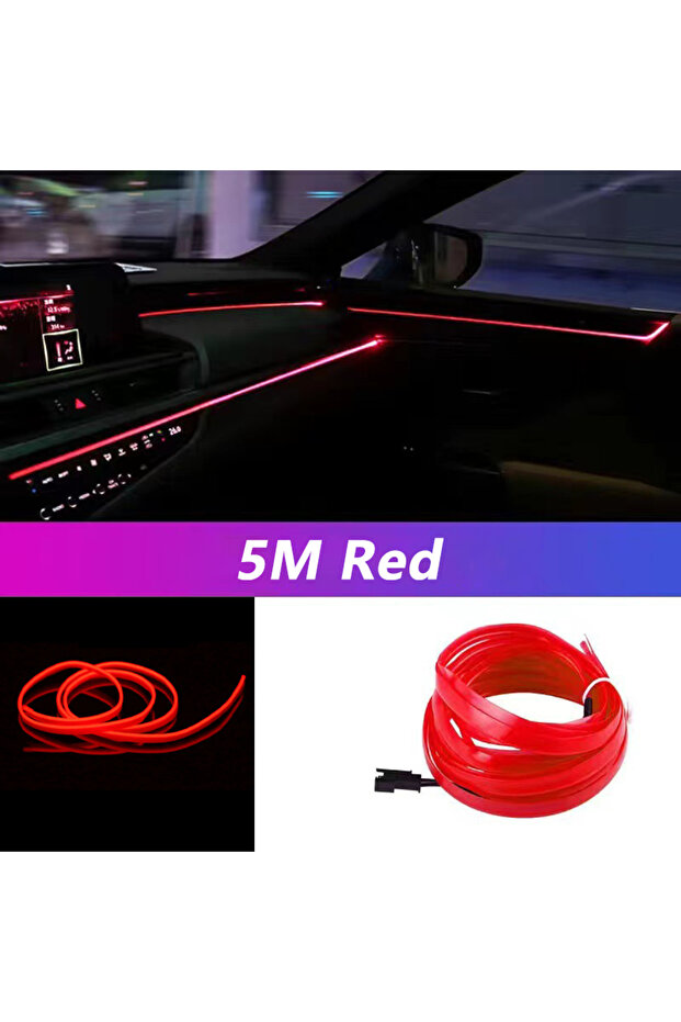 USB drive Red 5M Car Interior Led Strip Light Neon EL Wiring Decorative Lamp For Auto DIY Flexible A
