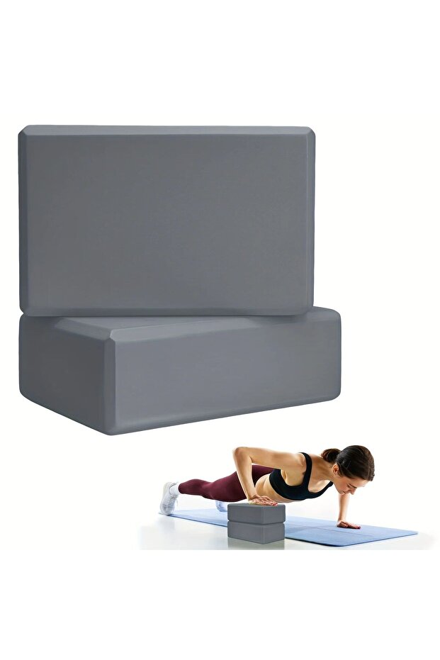 2 grey 1/2PCS Gym Foam Brick Training Exercise Fitness Equipment Dance Yoga Auxiliary Tool Stretchin