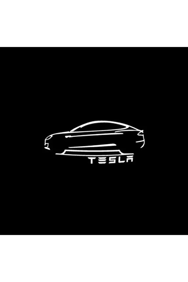 Tesla09 2/4pcs Car Door LED Logo Projector Lights HD Welcome Light 3D Laser Ghost Shadow Light