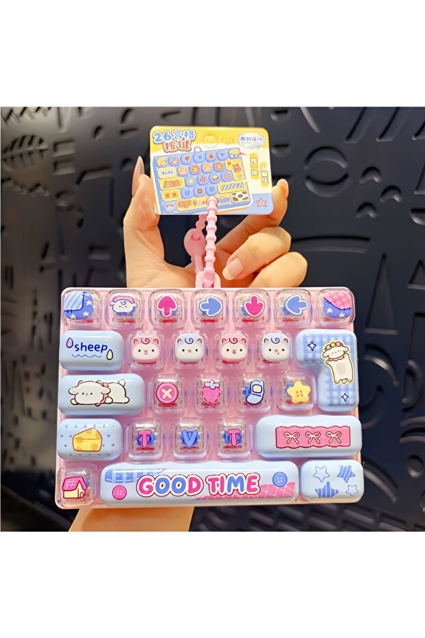 D Candy Color Fidget Keycap Clicker Keychain Cute 26 Keys Stress Relief Keyboard Toy Bag Pend
