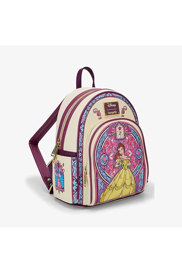 Pink Beauty and The Beast Belle Stained Glass Portrait Mini Backpack