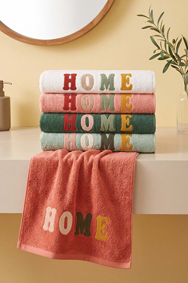 Home Embroidered 100% Cotton 5-Piece Towel Set 50X90 cm