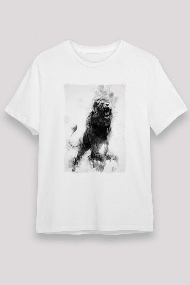 Roaring Lion Printed Unisex White T-Shirt