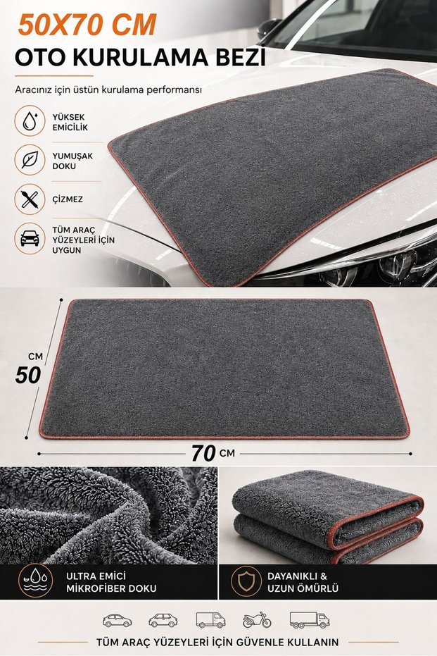 70X50 cm Large Size Microfiber Car Washing and Car Drying Cloth Extra Water Absorbent Cleaning Cloth