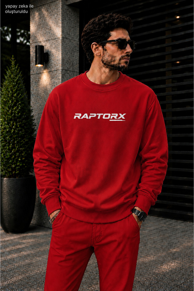 Men's Raptorx Typography Printed Cycling Round Neck Casual Sweatshirt