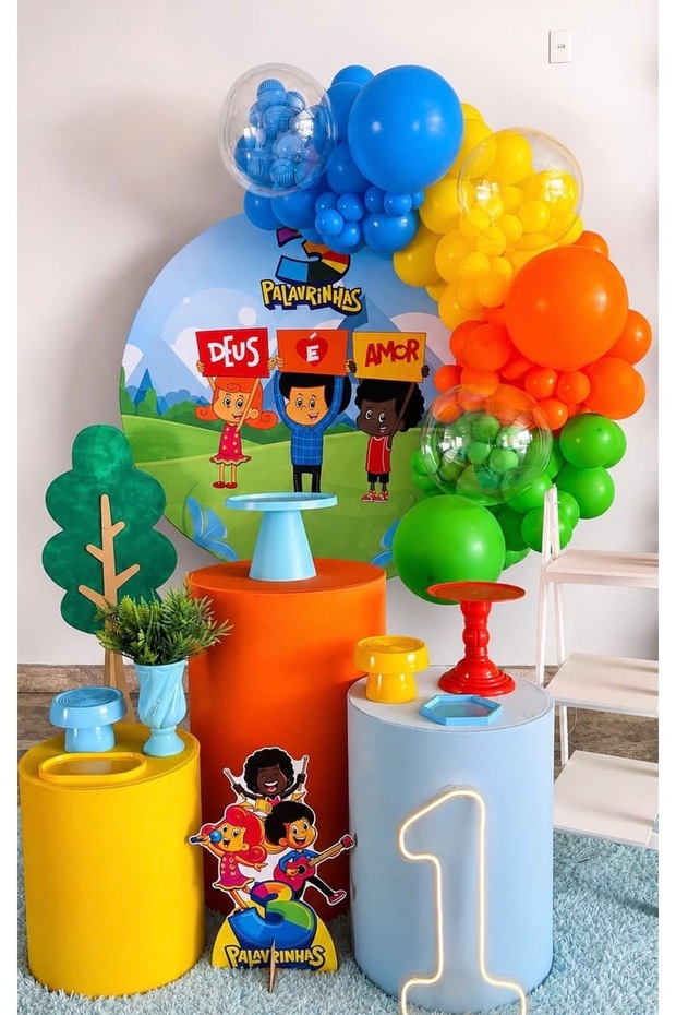 Orange Blue Green Yellow Balloon Chain Set of 100