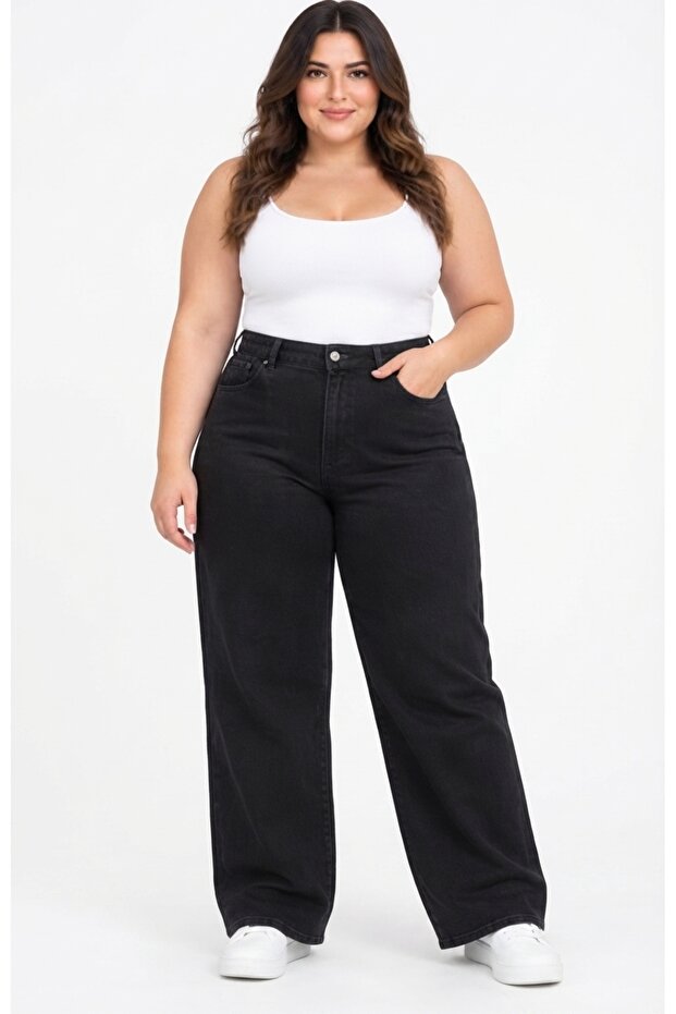 Women's Plus Size High Waist Relaxed Fit Jean Pants