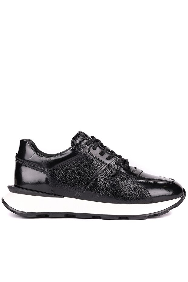 - Genuine Leather Black Color Casual Men's Sneaker - 610-1017
