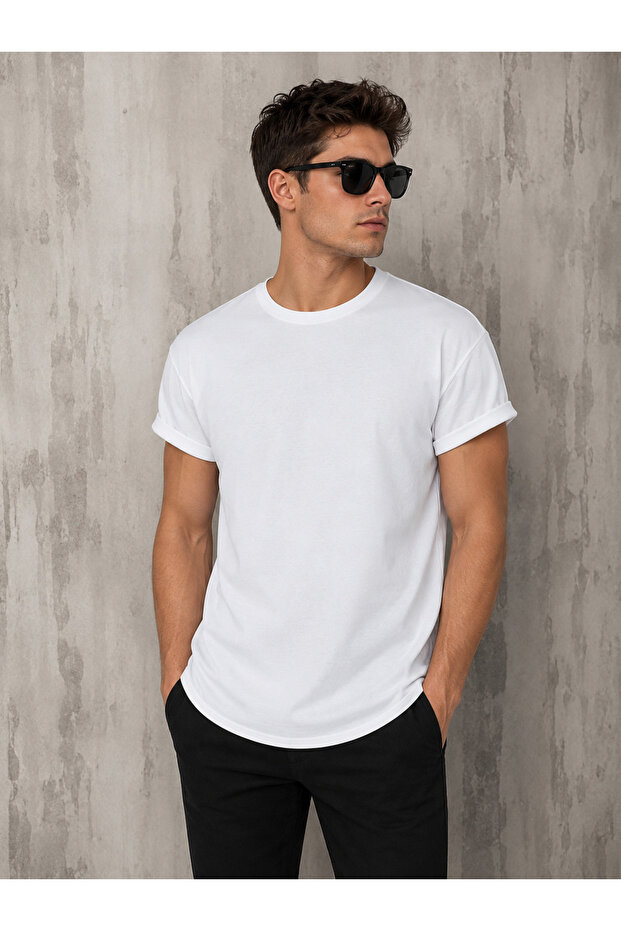 Men's White Oval Cut T-Shirt