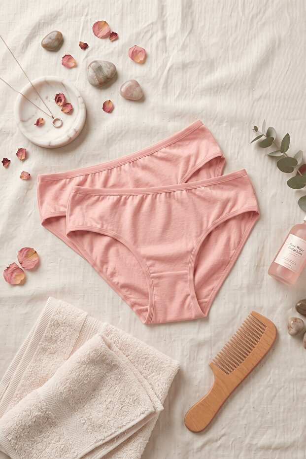 Women's Powder 2-Piece Bamboo Slip Panties Breathable Comfortable Daily Underwear