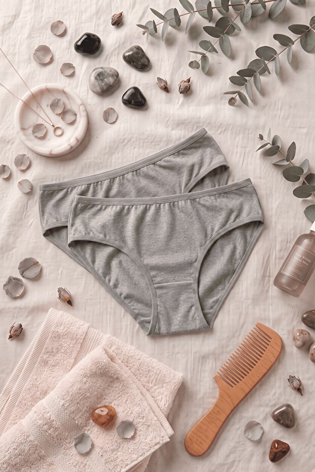 Women's Gray 2-Piece Bamboo Slip Panties Breathable Comfortable Daily Underwear
