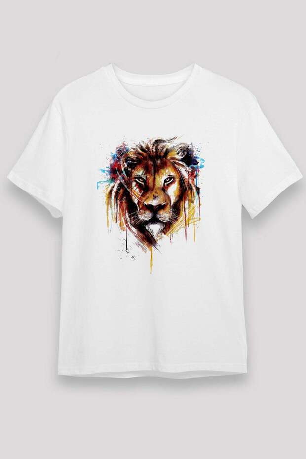 Lion Printed Unisex White T-Shirt