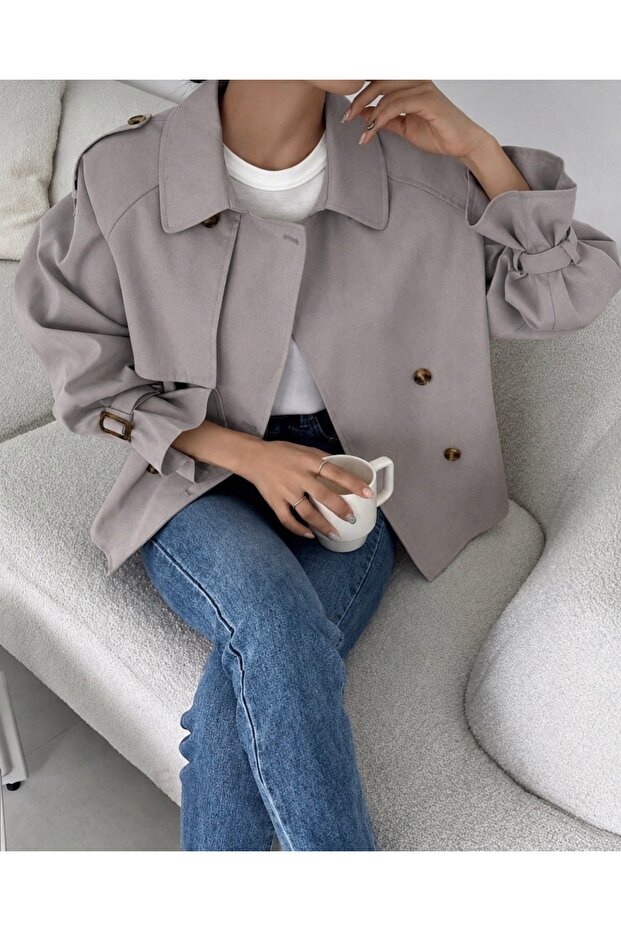 Biker Style Short Trench Coat