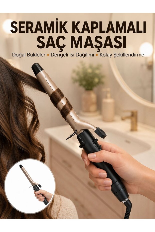 25 mm Ceramic Hair Curling Iron New Generation for Thick Curls and Voluminous Waves