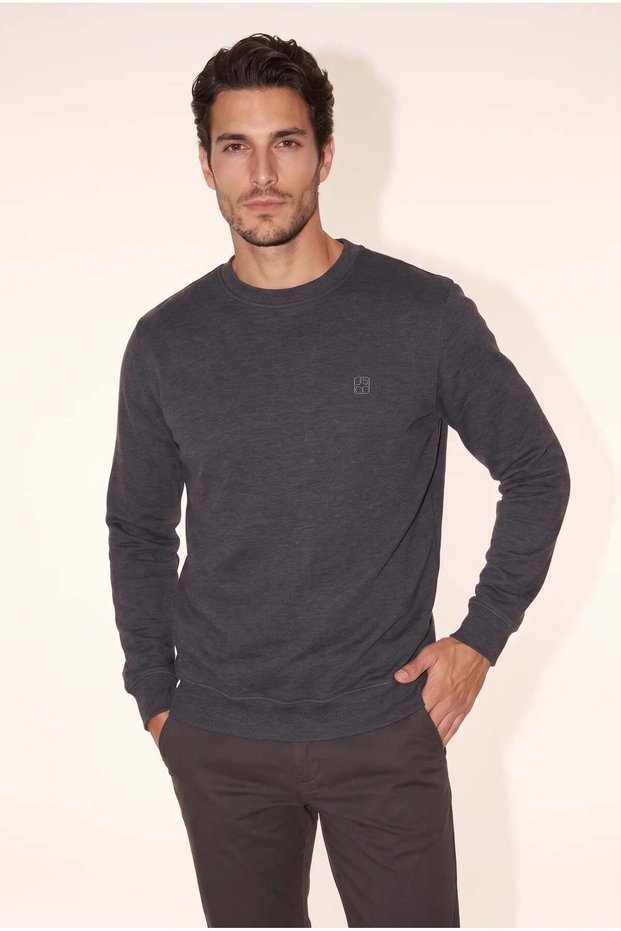 Men's 6212 0 Collar Embroidered Thessaloniki Sweatshirt Smoked