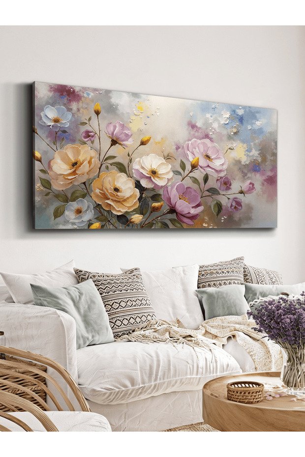 Oil Painting Look Soft Flowers Single Piece Canvas - Canvas Art Print
