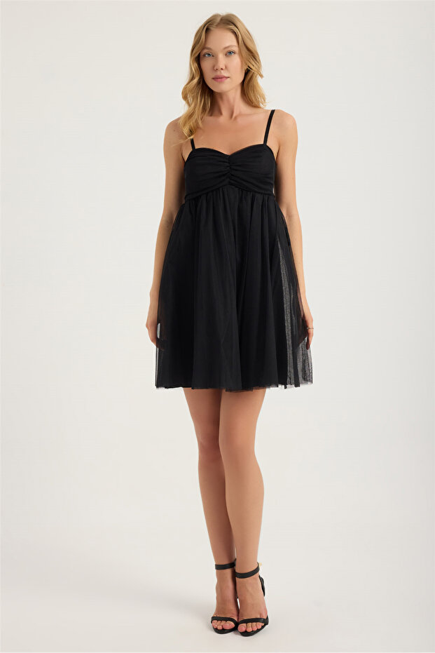 Sty Suspender Cup Gathered Tulle Dress