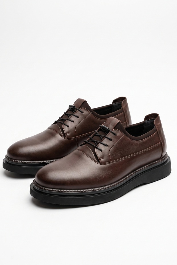 100% Genuine Leather Brown Casual Comfortable Elastic Classic Men's Shoes Luass30Al0058