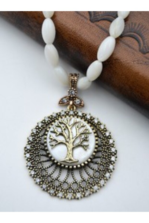 Special Design Necklace with Stones - Beige -