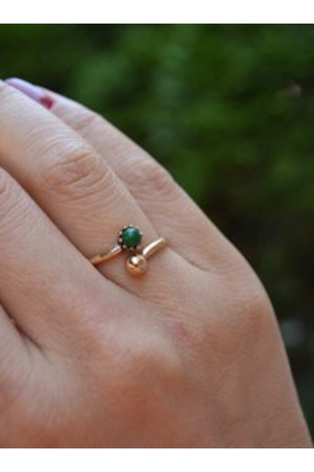 Malachite Stone Bronze Ring - Green -