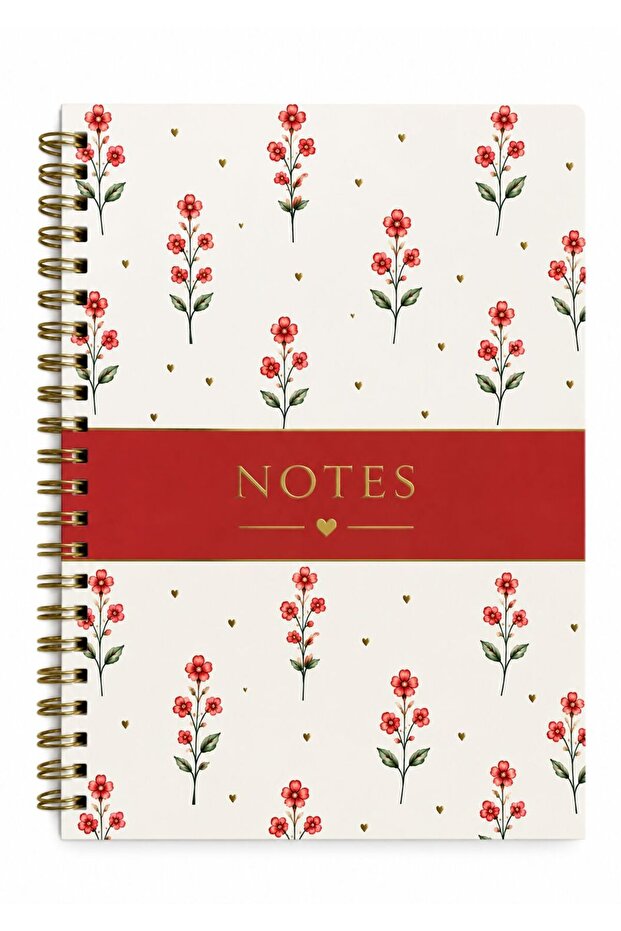 A5 on Spiral, Flower Garden, 120 Sheets in Line, Notepad, School Notebook