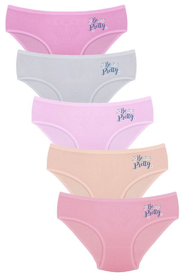 Onurel 5-Pack Cotton Girls Bepretty Printed Lycra Girls Panties