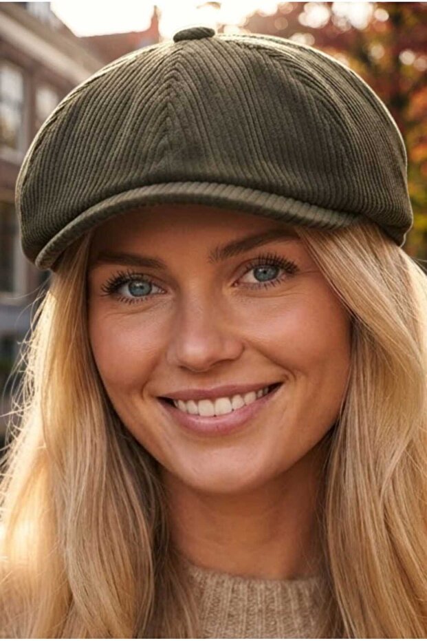 Women's Corduroy Cap with Elastic Back