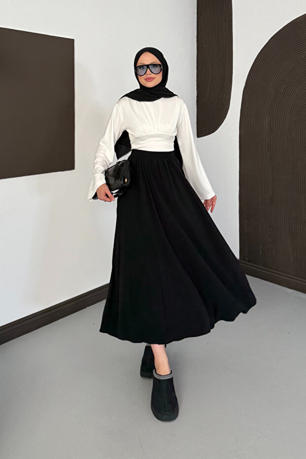 Women's High Waist Flowy Tencel Fabric Long Skirt