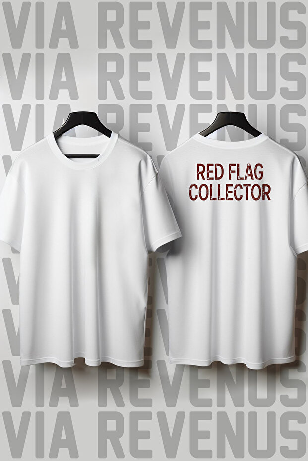 Red Flag Collector Back Printed Loose Cut 100% Cotton Unisex Tshirt