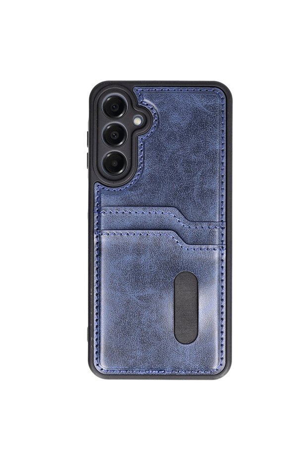 Samsung Galaxy A35 5g Case Sara Leather Case with Business Card Holder - Navy Blue