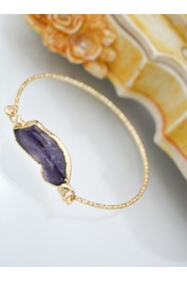 Amethyst Stone Design Bracelet - Gold Color -