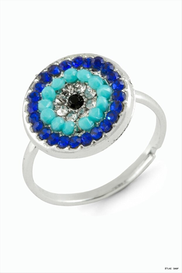 Ilkestor Evil Eye Stone Ring (200810) Silver Color