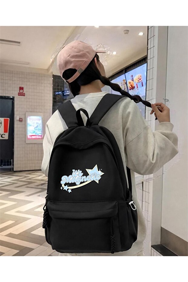 Black It's Magnetic Printed School, Class, Course Backpack