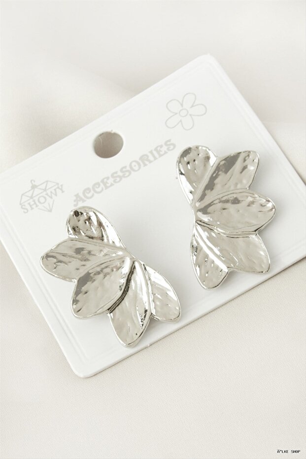 Ilkestor Flower Metal Earrings (201419) Silver Color