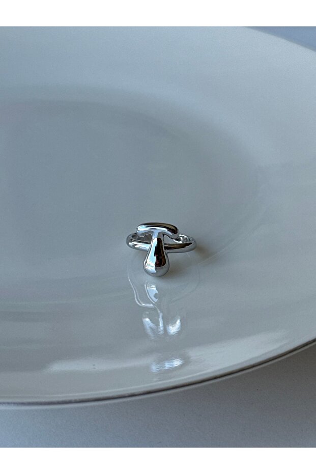 Silver Color Adjustable Letter t Ring