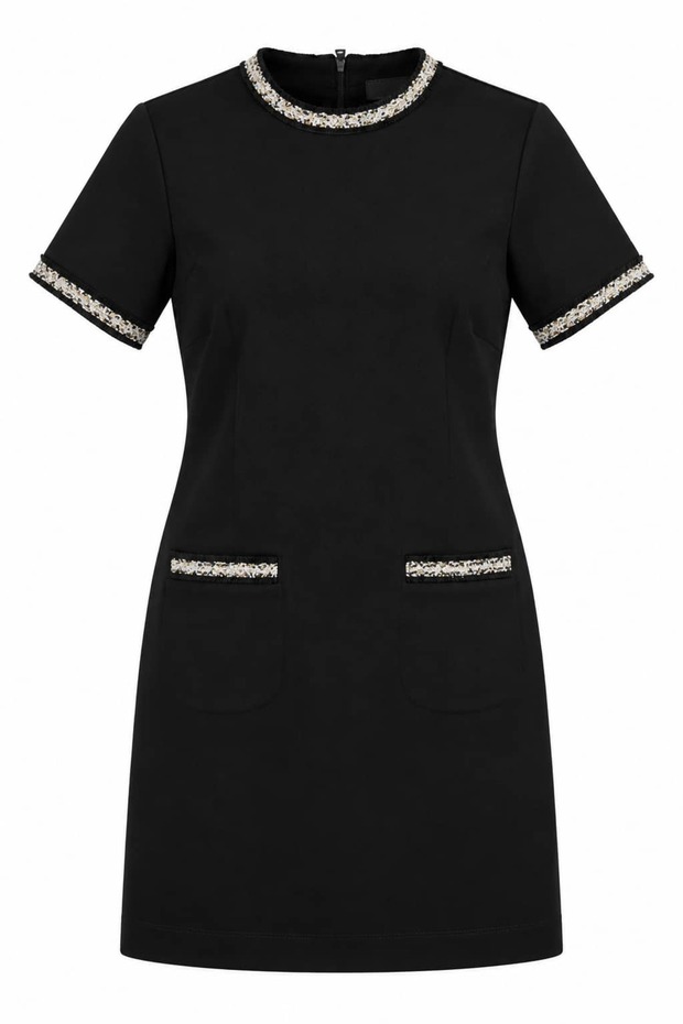 Women's Steel Mesh Detailed Short Sleeve Mini Dress Fk3535