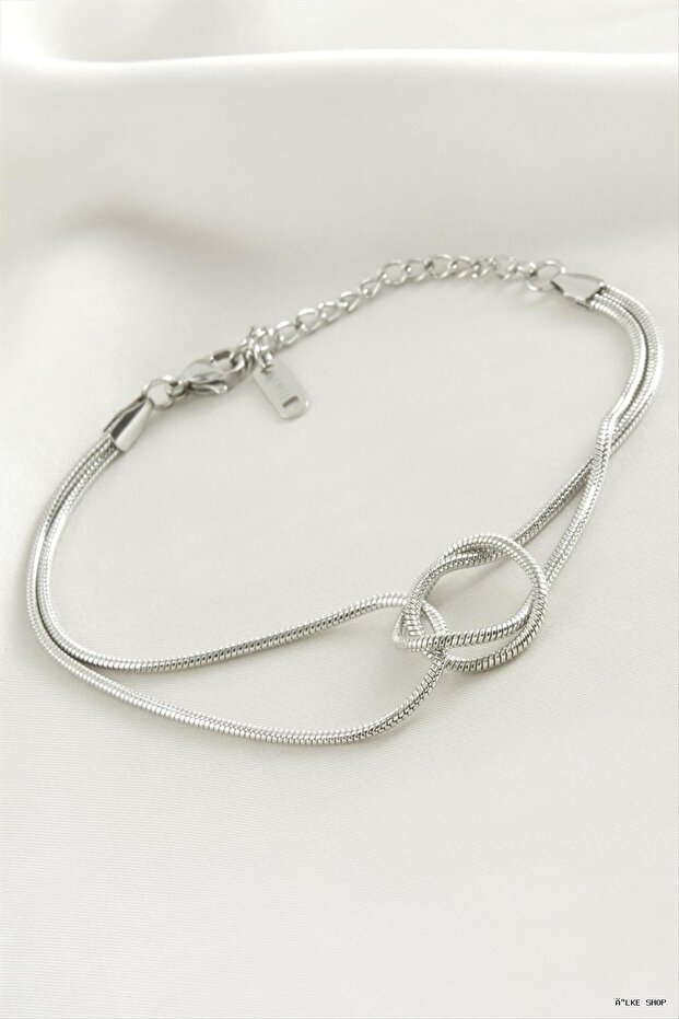 Ilkestor Braided Cylinder Irregular Steel Bracelet (224714) Silver Color