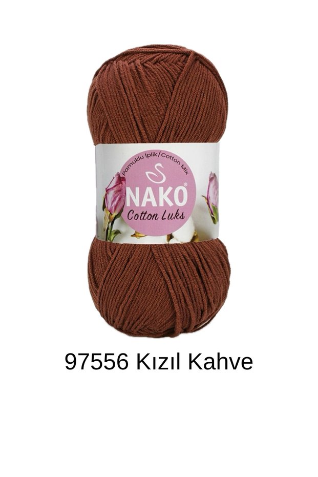 1 piece nako cotton lux 100 gram 330 meters vest scarf beanie sweater cardigan blanket color: 97556 redbrown