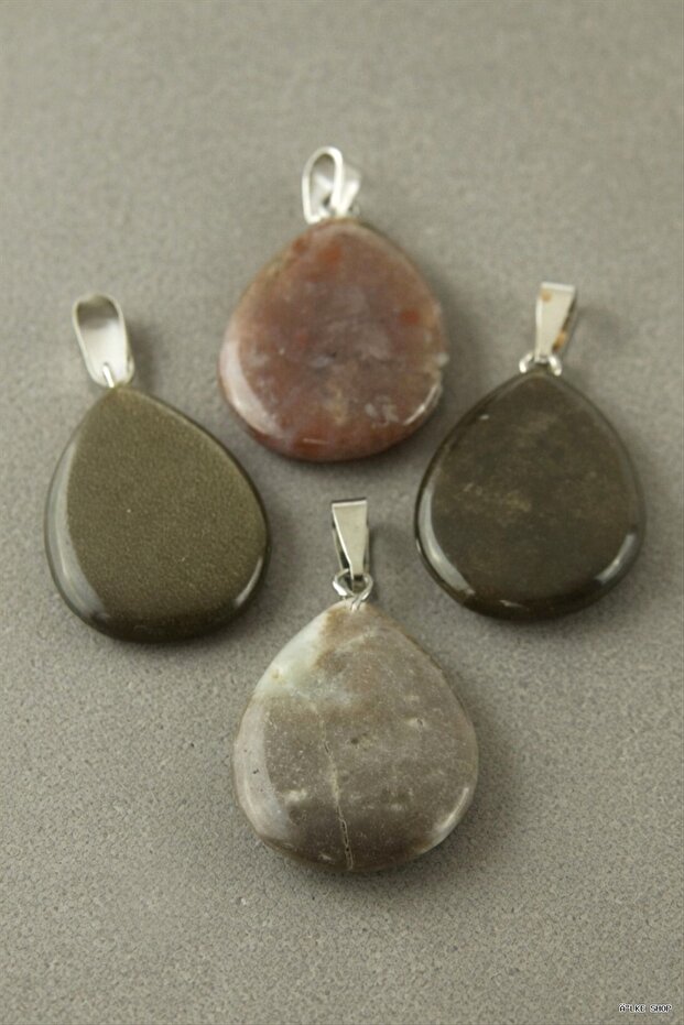 Ilkestor Agate Oval Natural Stone Pendant 1 (224009) Piece Ebruli