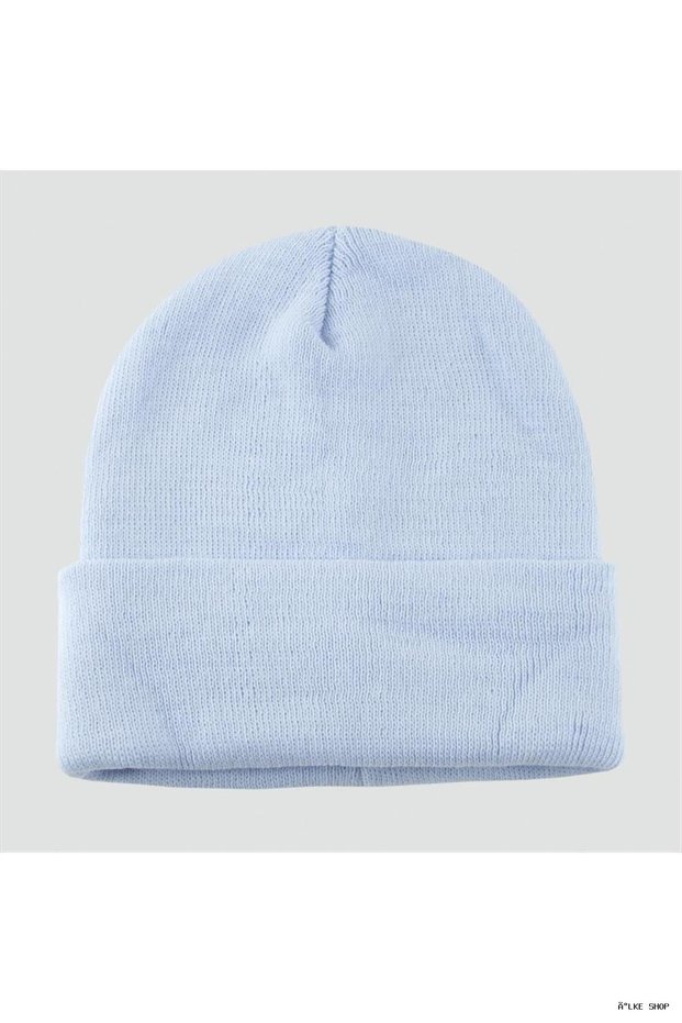 ILKESTOR Double-Layer, Premium-Quality Colored Beanie - Beanie and Gloves - (02133) Blue