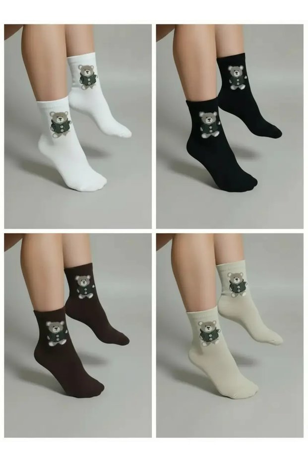 Tedy Teddy Bear Furry Colorful 12-Pack College Socks