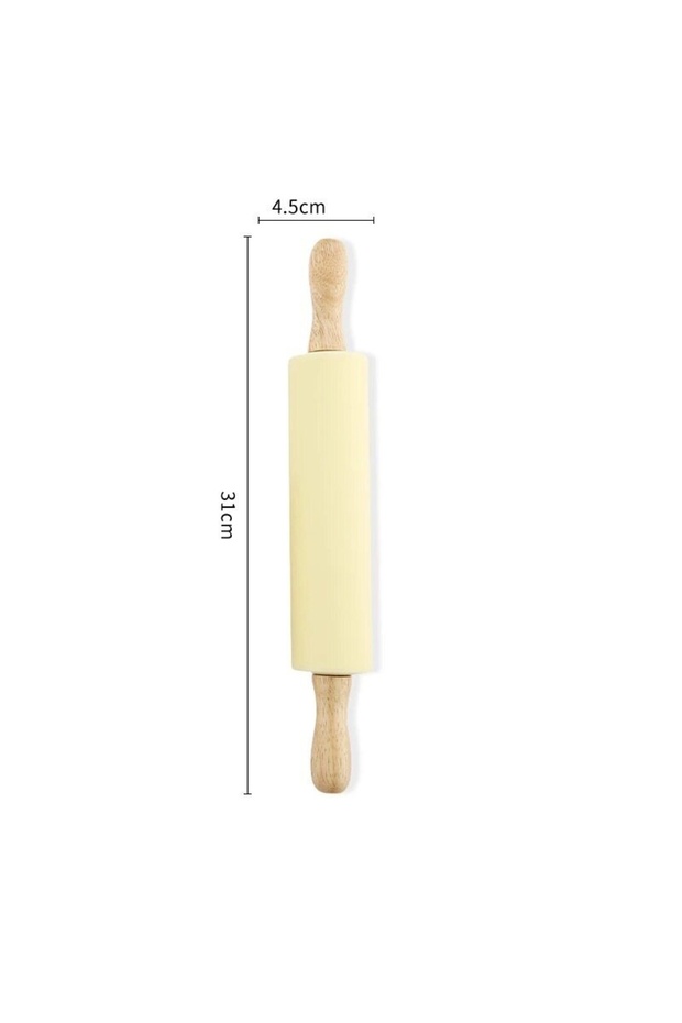 Silicone Rolling Pin 31cm – Non-Stick Wooden Handle Dough Roller for Baking, Pastry & Pizza Dough