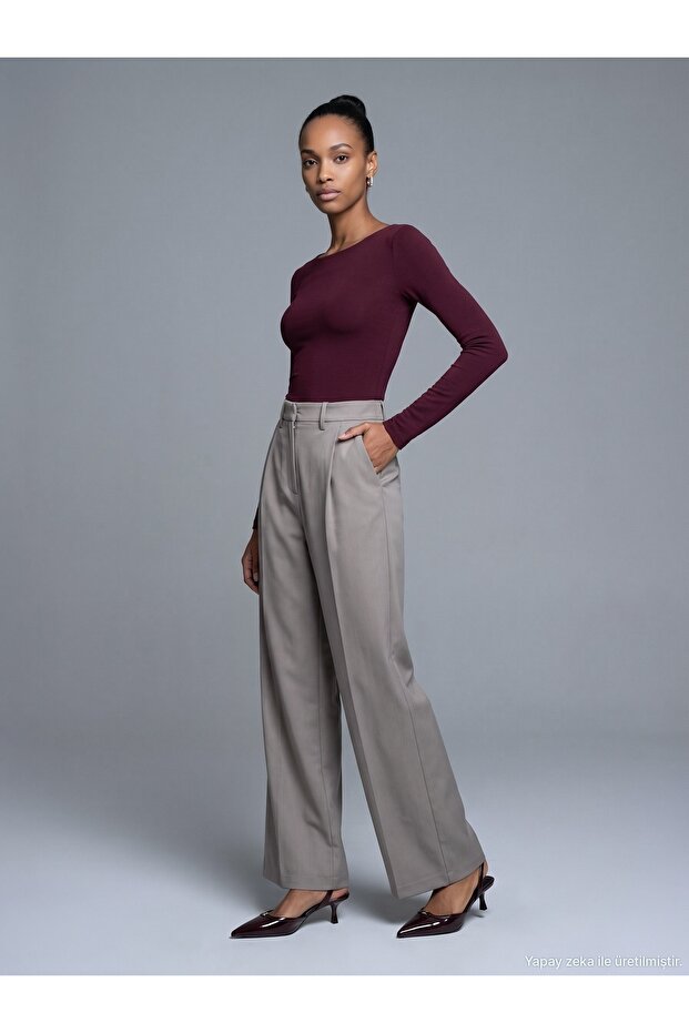 72786 Wide Leg Pants with Pen Detail