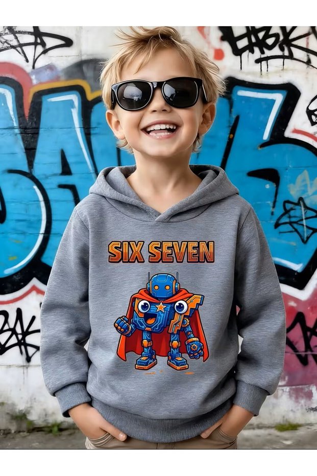 Children's Hooded Sweatshirt New Cartoon 67 Pattern Print Fall/Winter Kids Sweatshirt,3-4 11 12 Years Boys Long Sleeve Sweatshirt, Kids Sport Long Sleeve,
