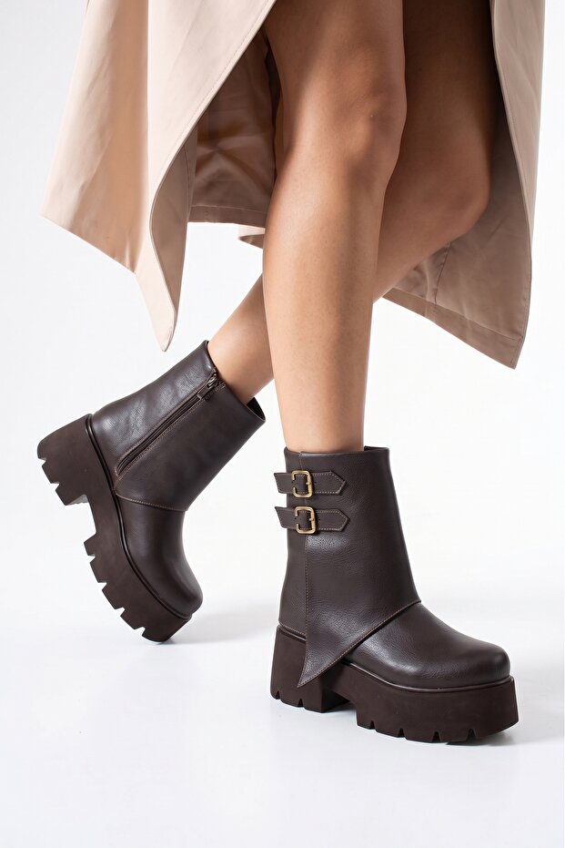 Victoria Brown Light Sole Comfortable Thick Soled Boots