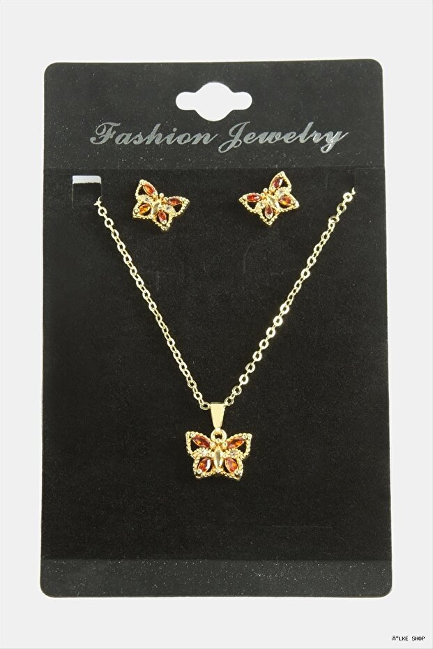 Ilkestor Zircon Stone Set (21658) Necklace Red
