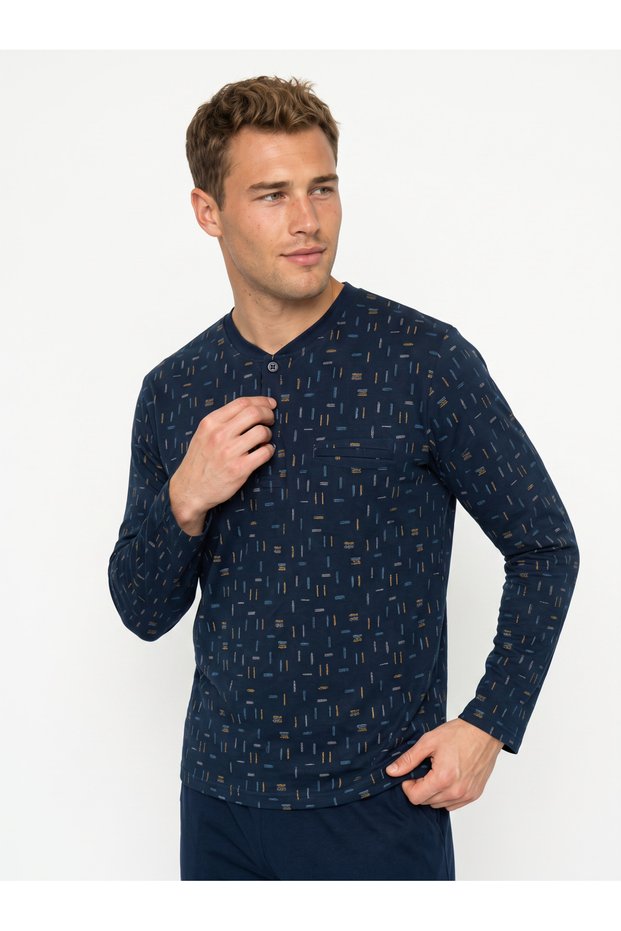 Men's Patterned Long Sleeved Pajama Set
